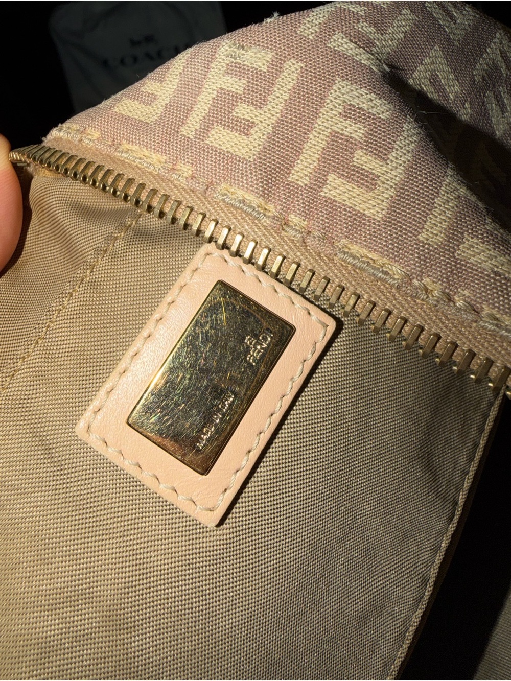 Fendi Beige Pink FF Jacquard Shoulder Bag - Picture 12 of 14